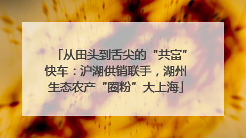 从田头到舌尖的“共富”快车：沪湖供销联手，湖州生态农产“圈粉”大上海